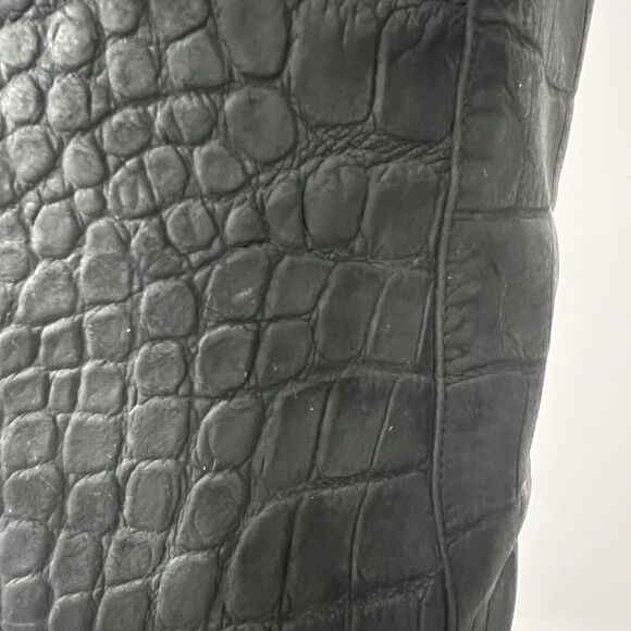 Thomas Wylde Womens Size 7 Black Croc Leather Foldover Studded Boot - Picture 8 of 8